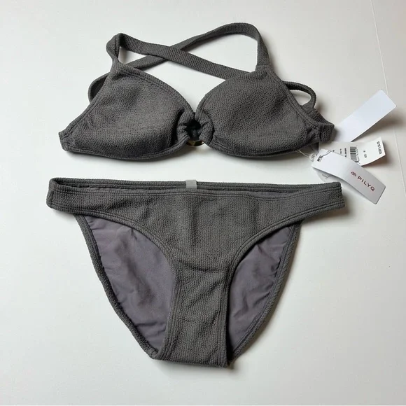 PilyQ Sand Reef Ring Triangle Top & Full Bottom
2 Pc. Bikini Set Size Medium NWT - Picture 3 of 6